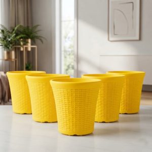 Set of 5 – 6 Inch Gold Yellow Planter Pots
