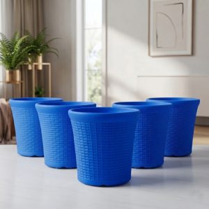 Set of 5 – 6 Inch Blue Planter Pots