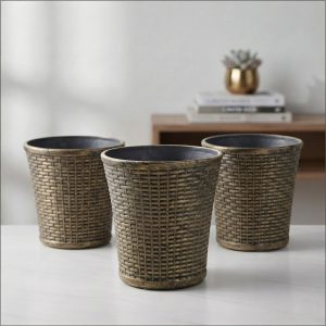 Set of 3 – 10 Inch Luxury Premium Black Gold Planter Pots