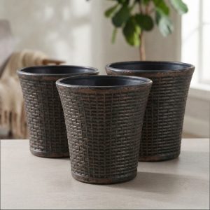 Set of 3 – 10 Inch Luxury Premium Black Rose Planter Pots
