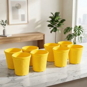 Set of 8 – 6 Inch Gold Yellow Planter Pots
