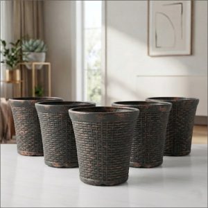 Set of 5 – 12 Inch Luxury Premium Black Rose Planter Pots