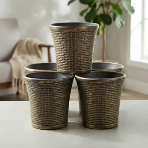 Set of 5 – 10 Inch Luxury Premium Black Gold Planter Pots