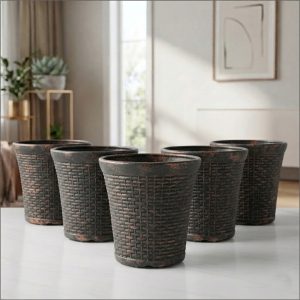 Set of 5 – 10 Inch Luxury Premium Black Rose Planter Pots