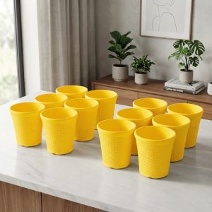 Set of 12 – 6 Inch Gold Yellow Planter Pots
