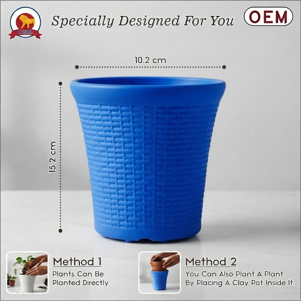 Set of 3 – 6 Inch Blue Planter Pots - Image 2