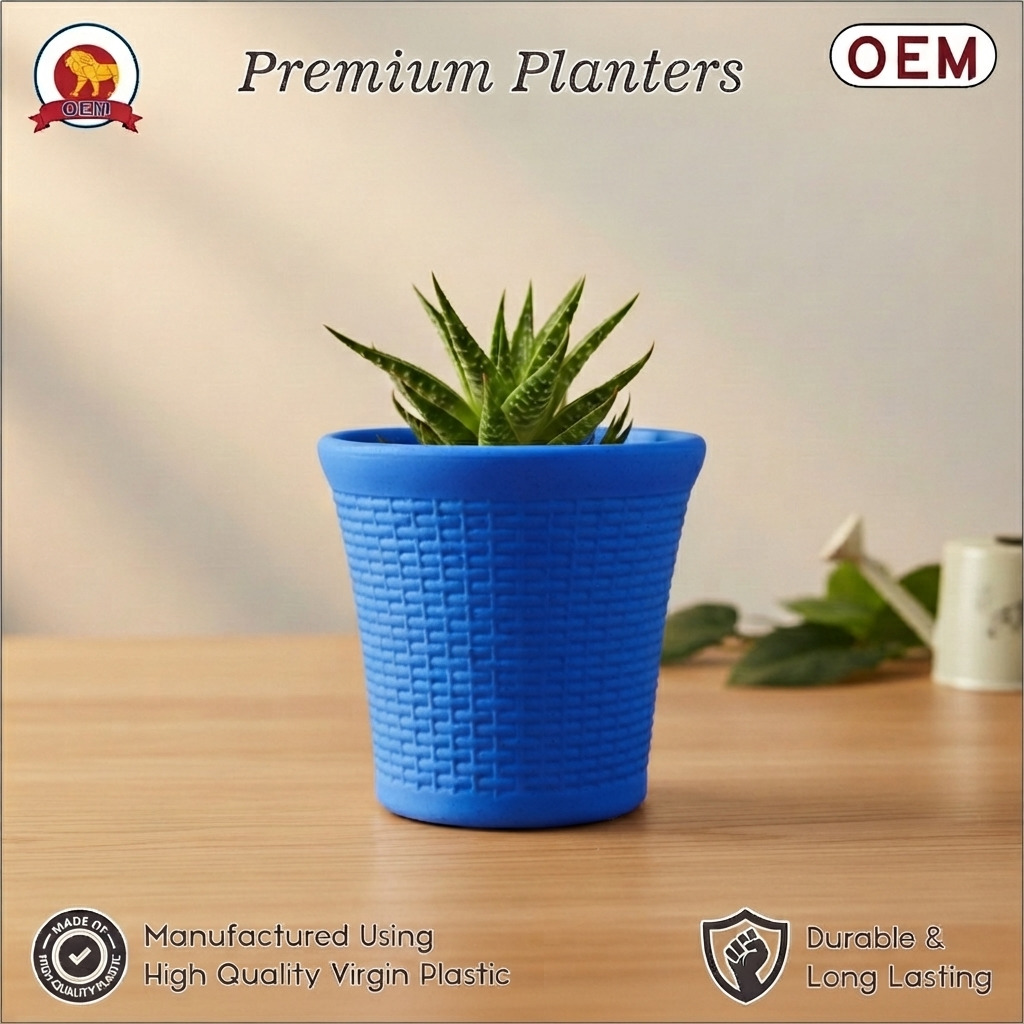 Set of 3 – 6 Inch Blue Planter Pots - Image 4