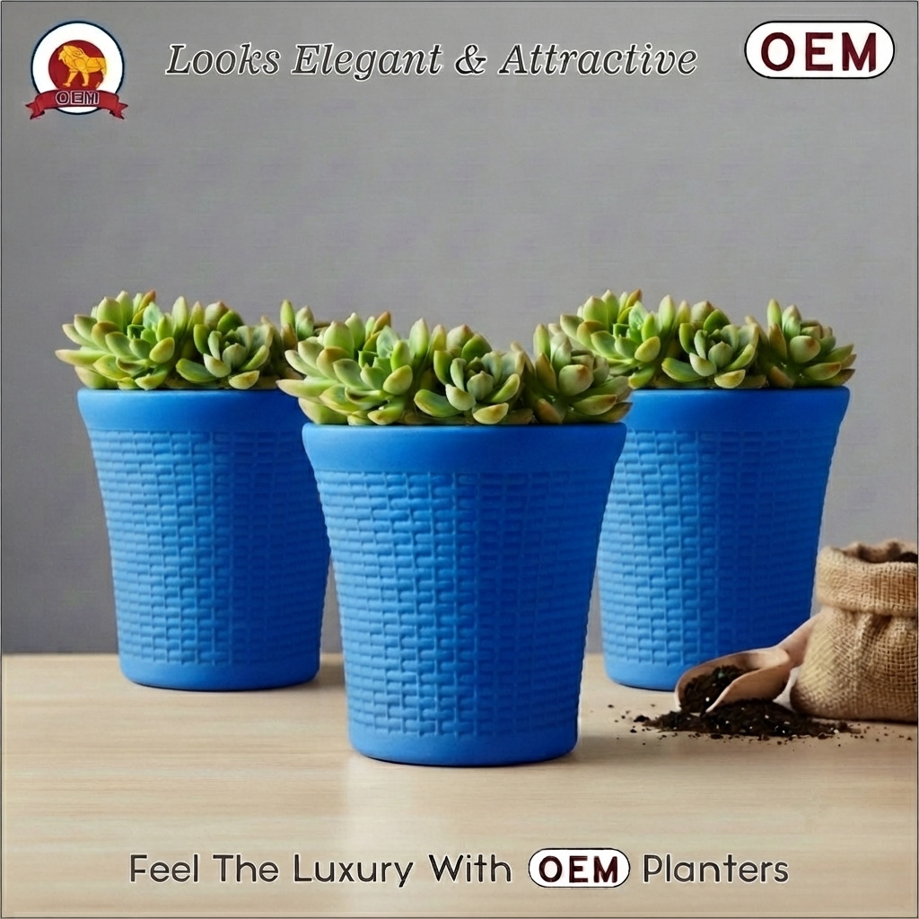 Set of 3 – 6 Inch Blue Planter Pots - Image 6
